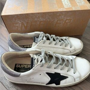 Golden Goose Exclusive Silver Glitter tab Superstar Sneakers